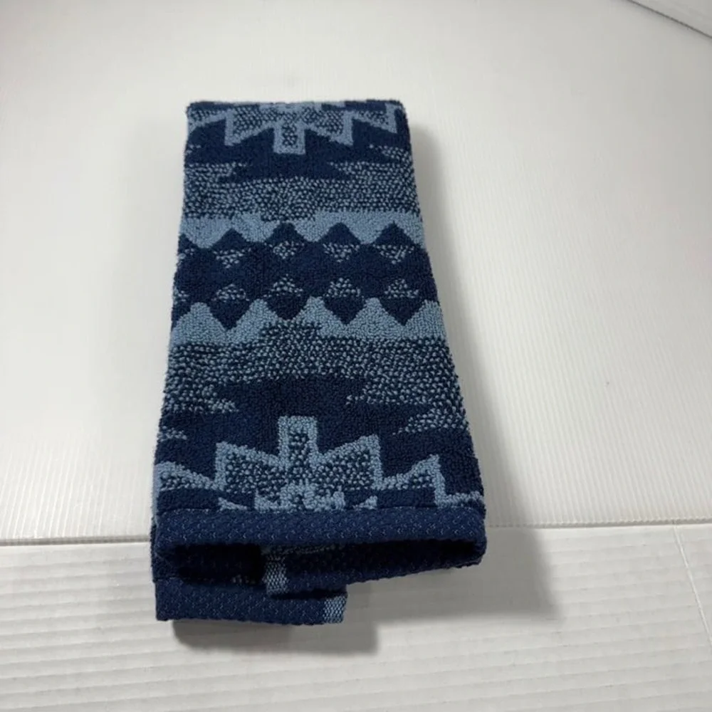 Wrangler 2 Bath Towels And Hand Towel Set, NWT Blue Aztec Country Western